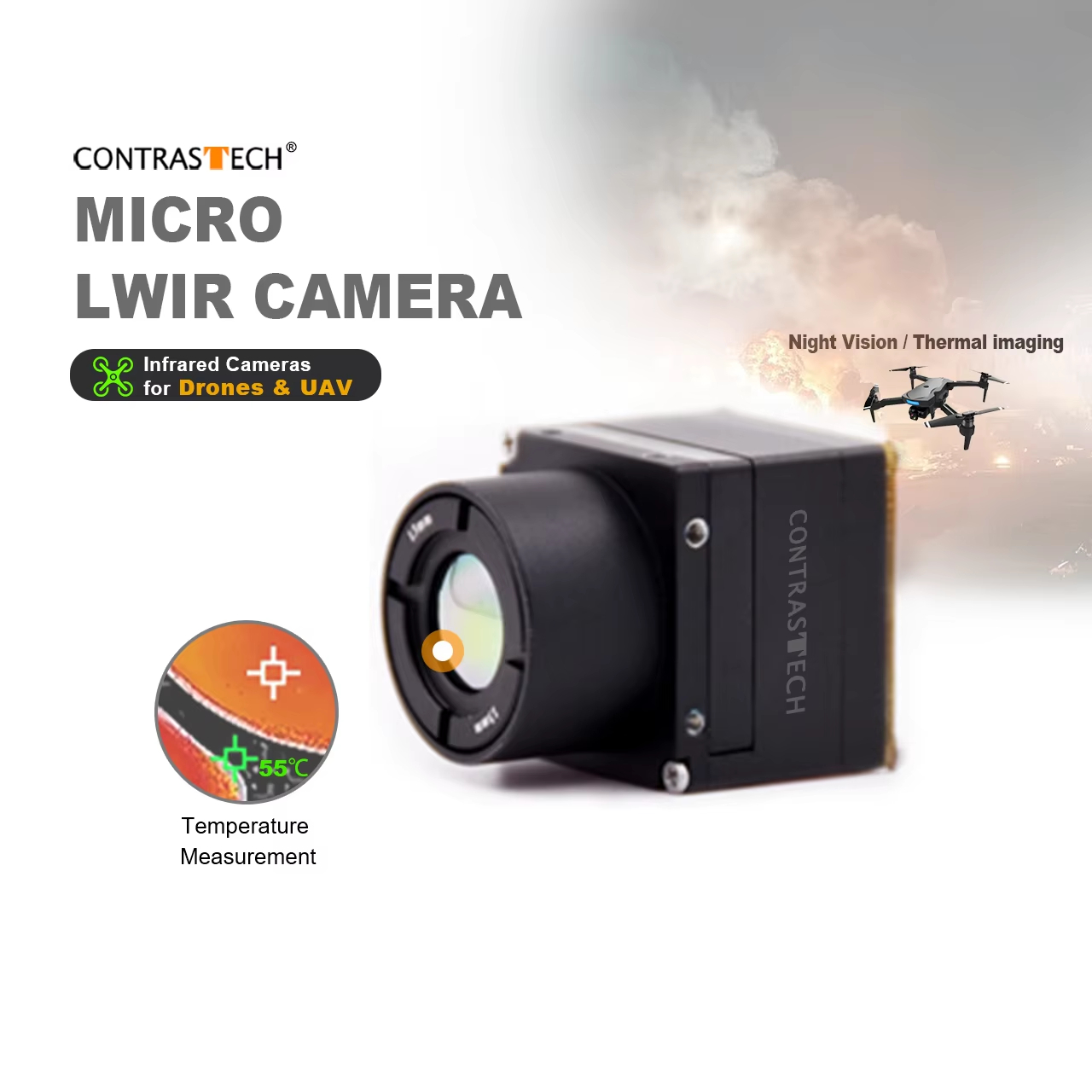 Thermal Imager Drone Gimbal - 640x512 LWIR без затвора, радиометрический тепловой