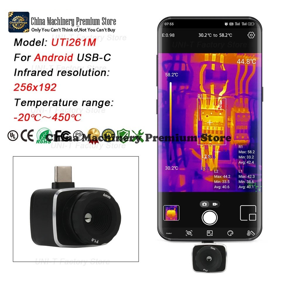 Thermal Imaging Camera 256X192 - Инфракрасная тепловизионная камера UNI-T UTi120Mobile UTi120MS